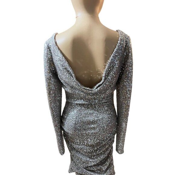 Aidan Mattox Mini Dress Metallic Sparkle Sequins Party Cocktail 6 - Picture 5 of 9